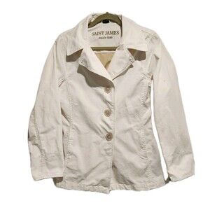 St. James 100% Cotton Women's Mid-length Jacket Made in France White Size 10